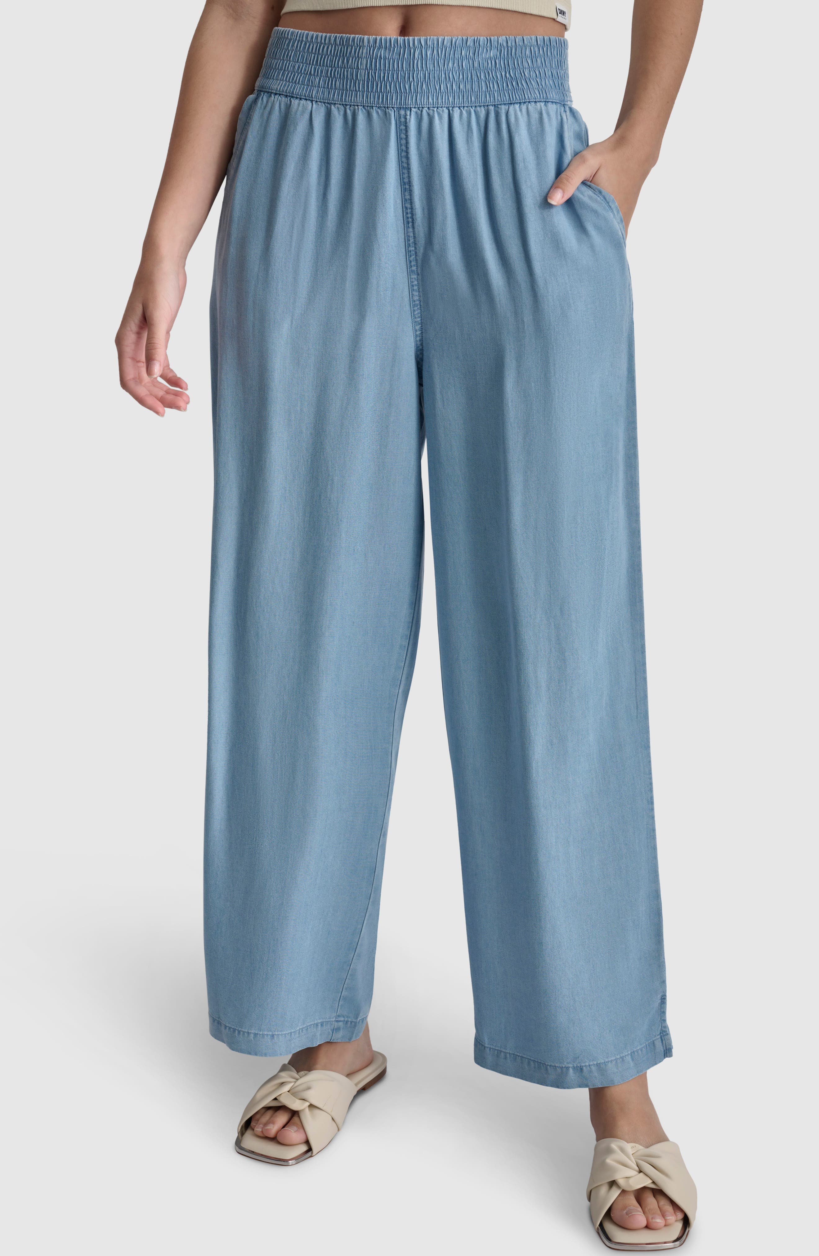 DKNY Jeans High Rise Tencel® Lyocell Wide Leg Pants
