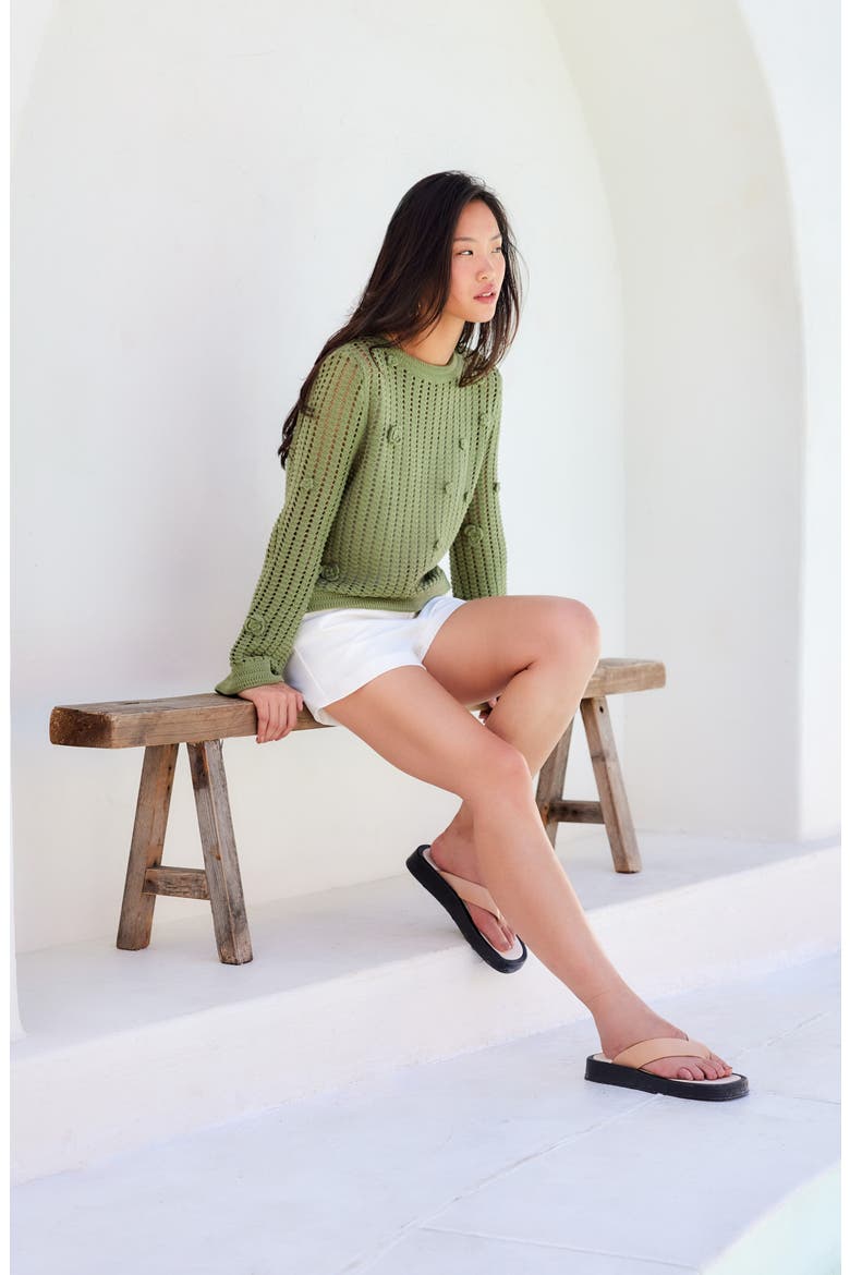 Liv Open Stitch Cotton Blend Sweater, Alternate, color, OLIVE