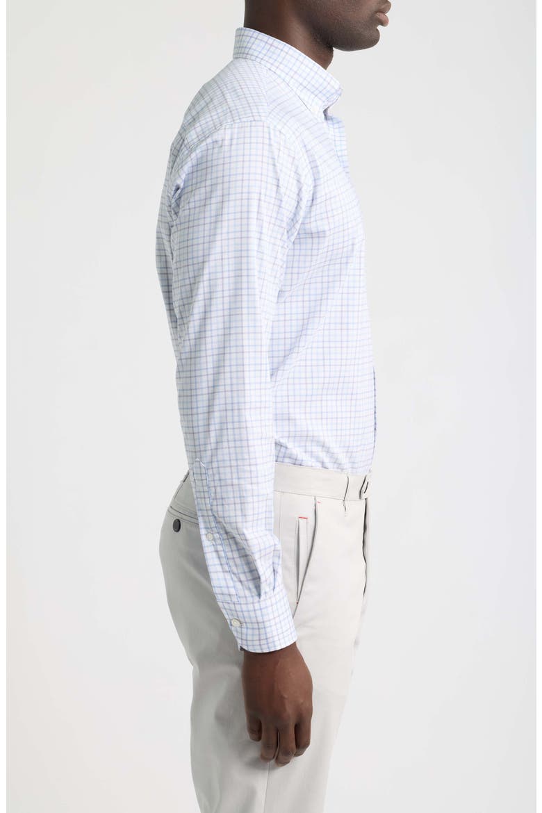 Bruce Crown Lite Plaid Performance Button Down Shirt, Alternate, color, BLUE FREESIA