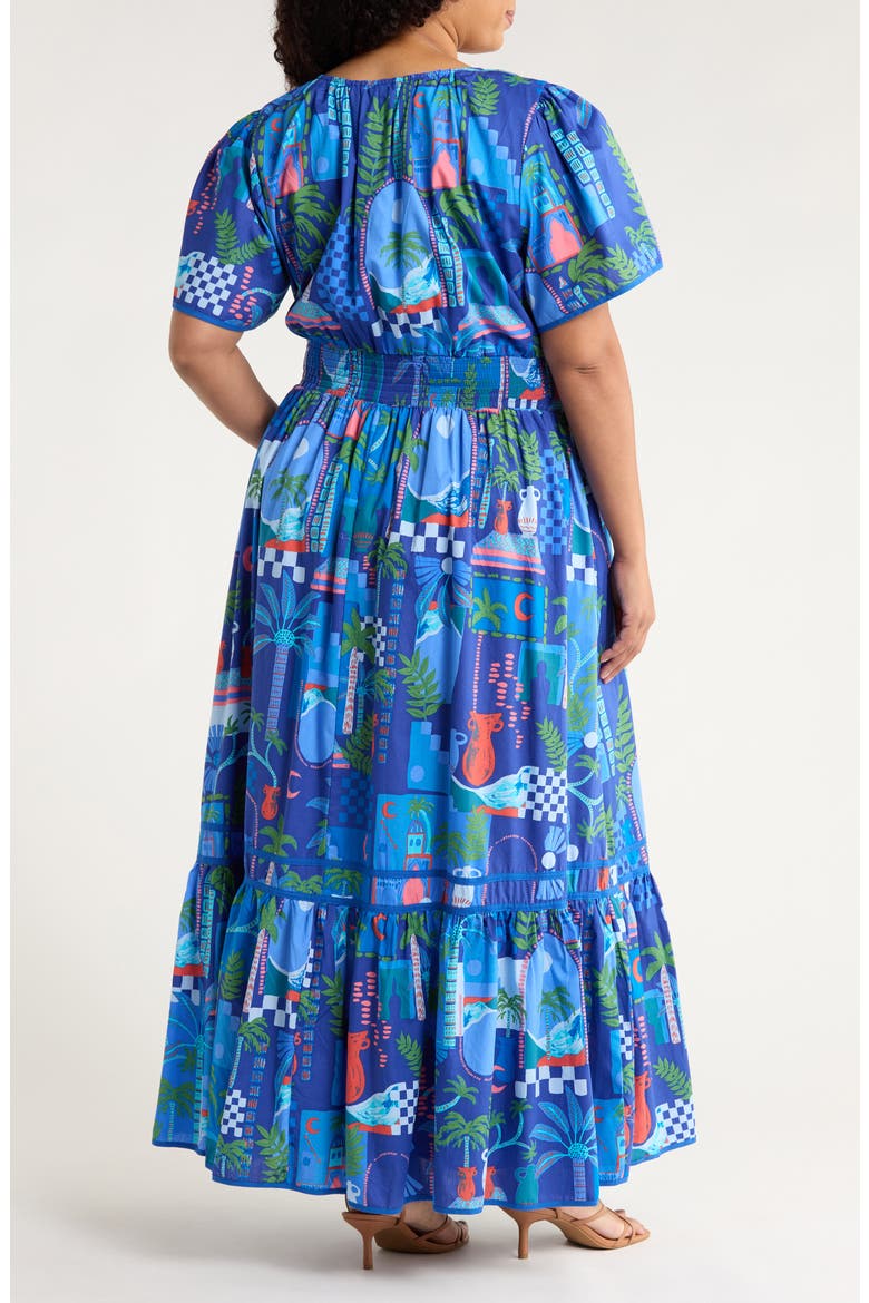 Punta Alta Ordy Tiered Cotton Maxi Dress, Alternate, color, COBALT-COMBO