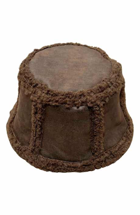 Faux Leather Faux Shearling Cloche