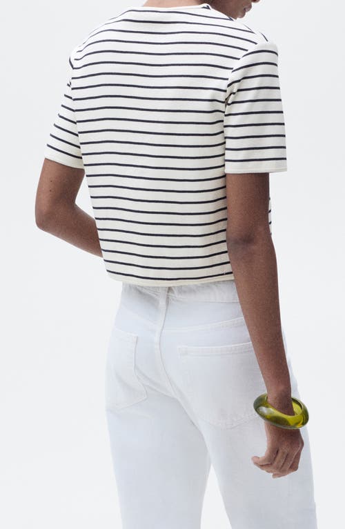 Mango Striped Crop Cardigan