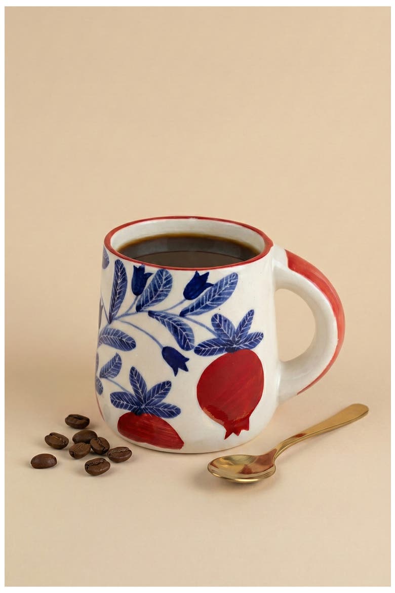 Floral Mug, Alternate, color, RED