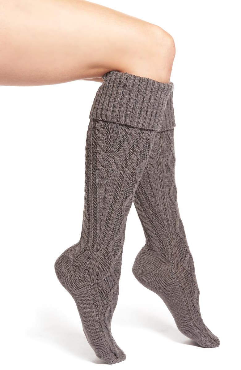 Free People Cable Knit Knee High Socks, Main, color,