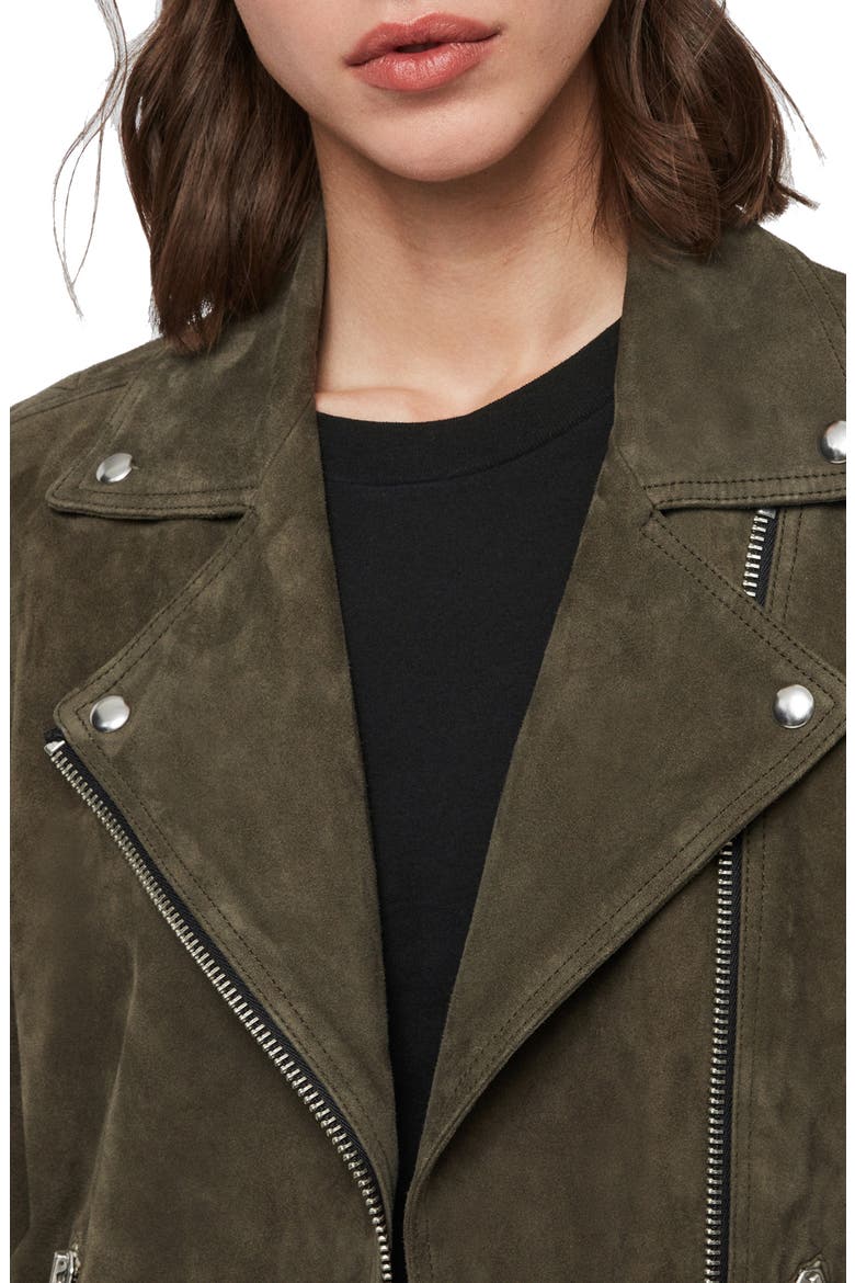 Dalby Suede Biker Jacket, Alternate, color, EMERALD GREEN
