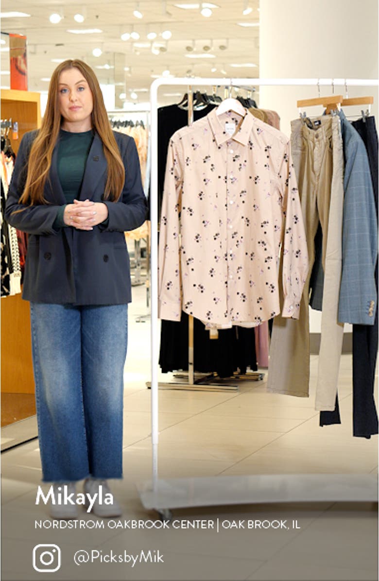 Tailored Fit Floral Cotton Dress Shirt, sales video thumbnail