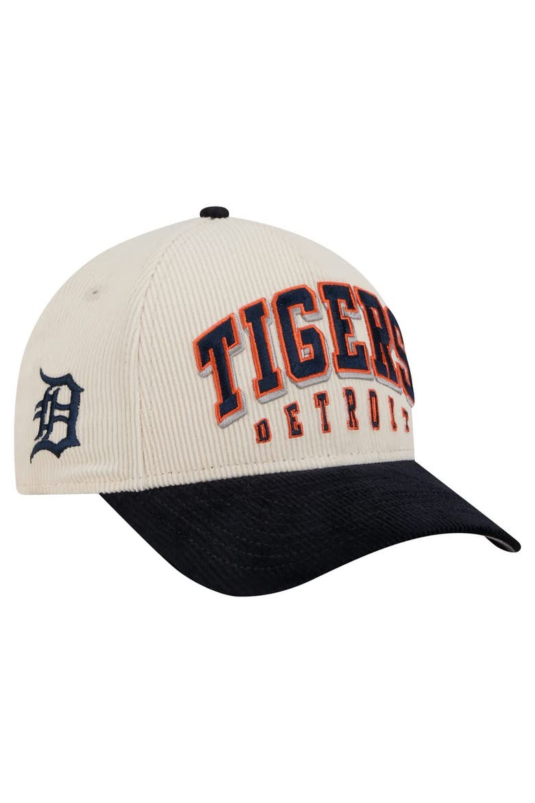Men's New Era  Cream/Navy Detroit Tigers Sided Corduroy 9FORTY A-Frame Adjustable Hat, Main, color, Cream