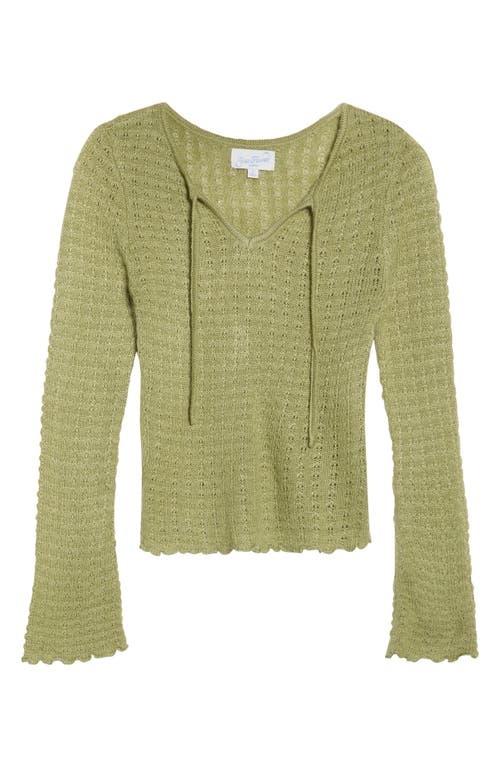 Pacsun Diana Pointelle Sweater In Green