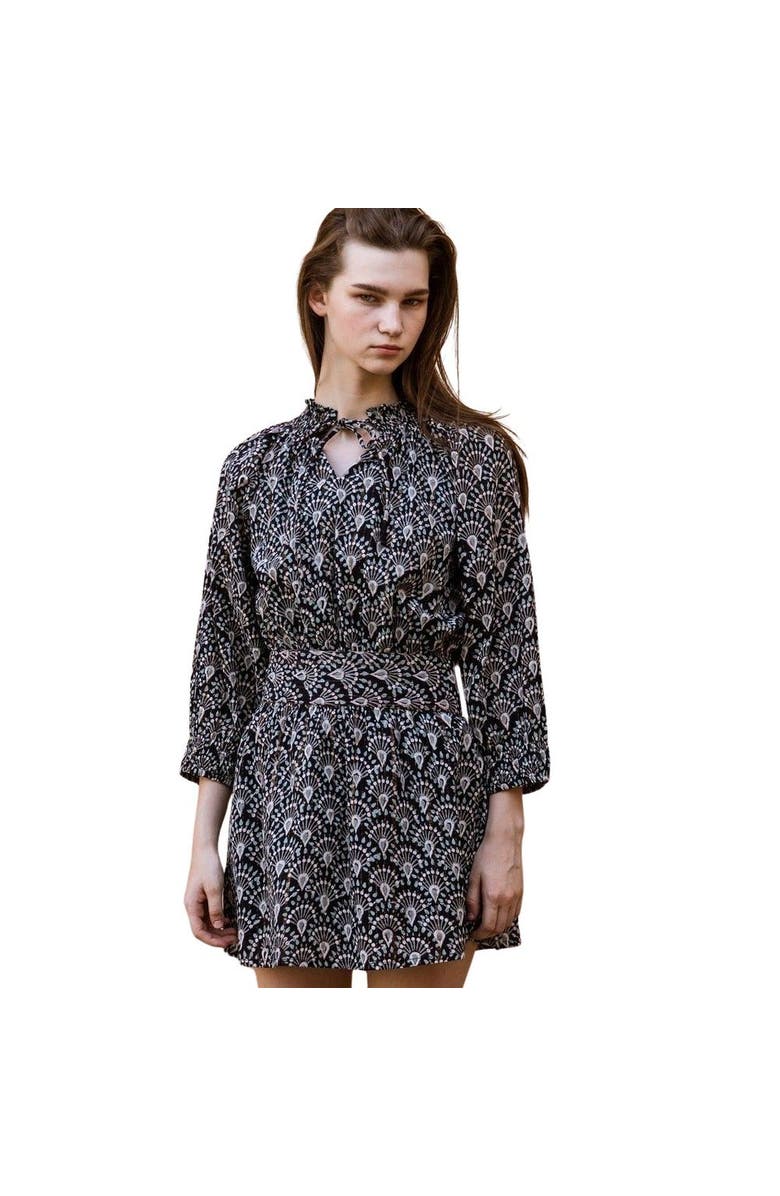CQC LA Hand-Printed Dree Mini Dress, Main, color, Black