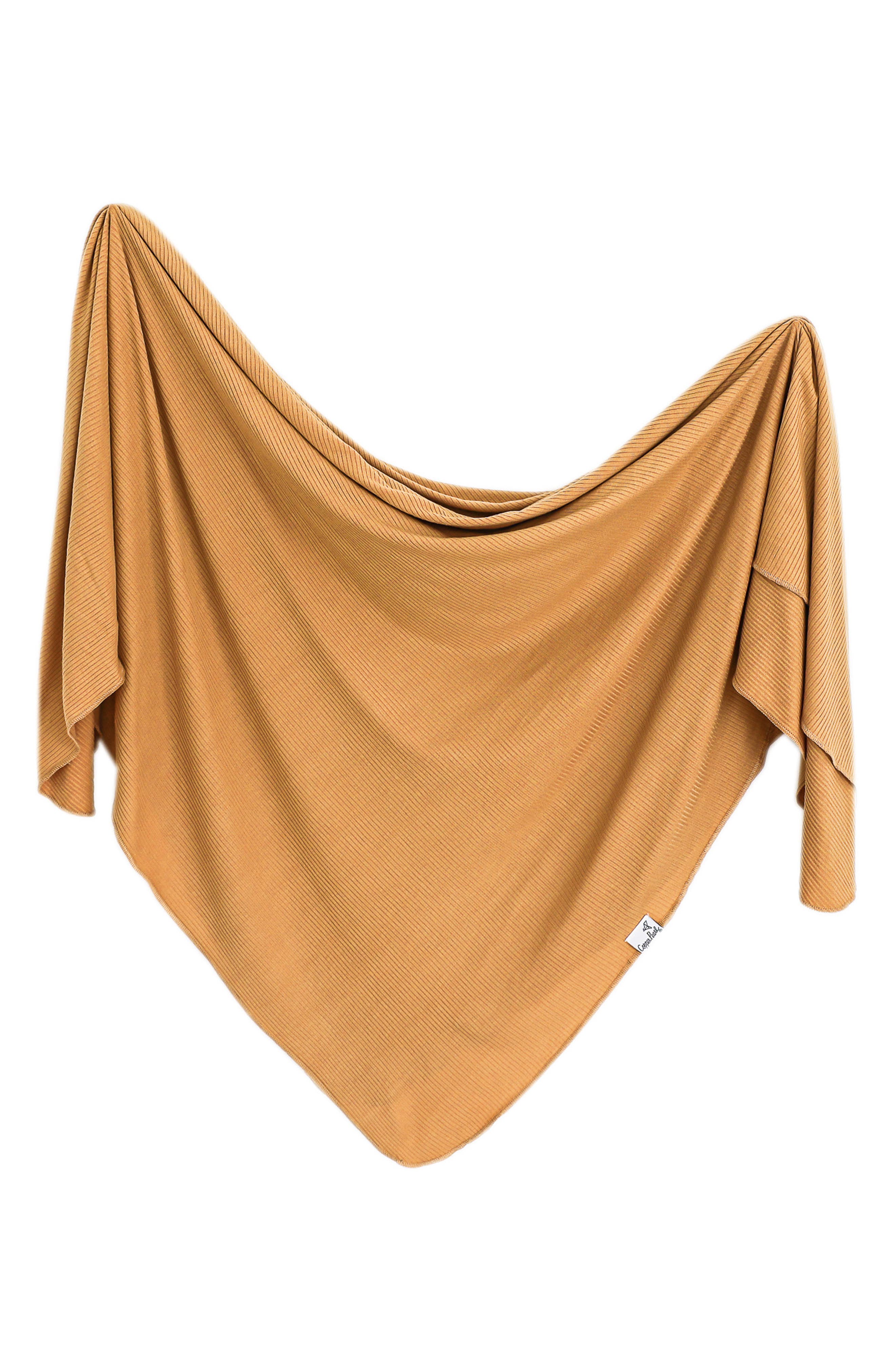 Copper Pearl Dolce Rib Swaddle Blanket in Orange 