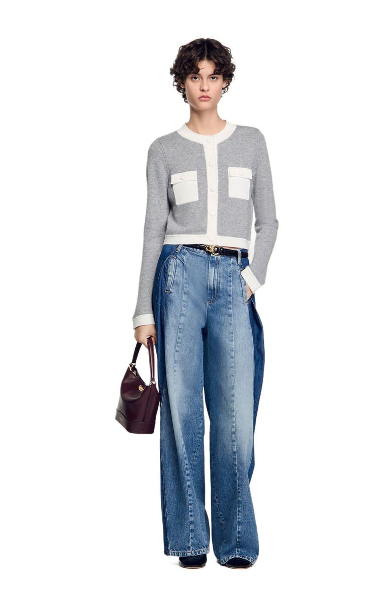 SANDRO Two-tone cardigan, Alternate, color, 