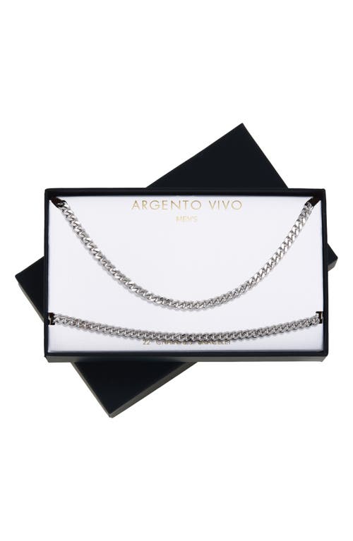 Argento Vivo Curb Chain Necklace & Bracelet Set In Gray