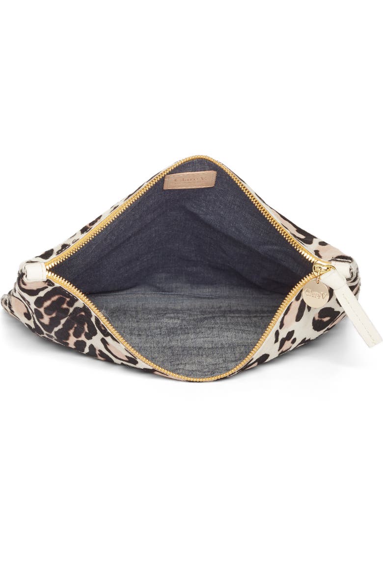 Clare V. Genuine Calf Hair Foldover Clutch, Alternate, color,