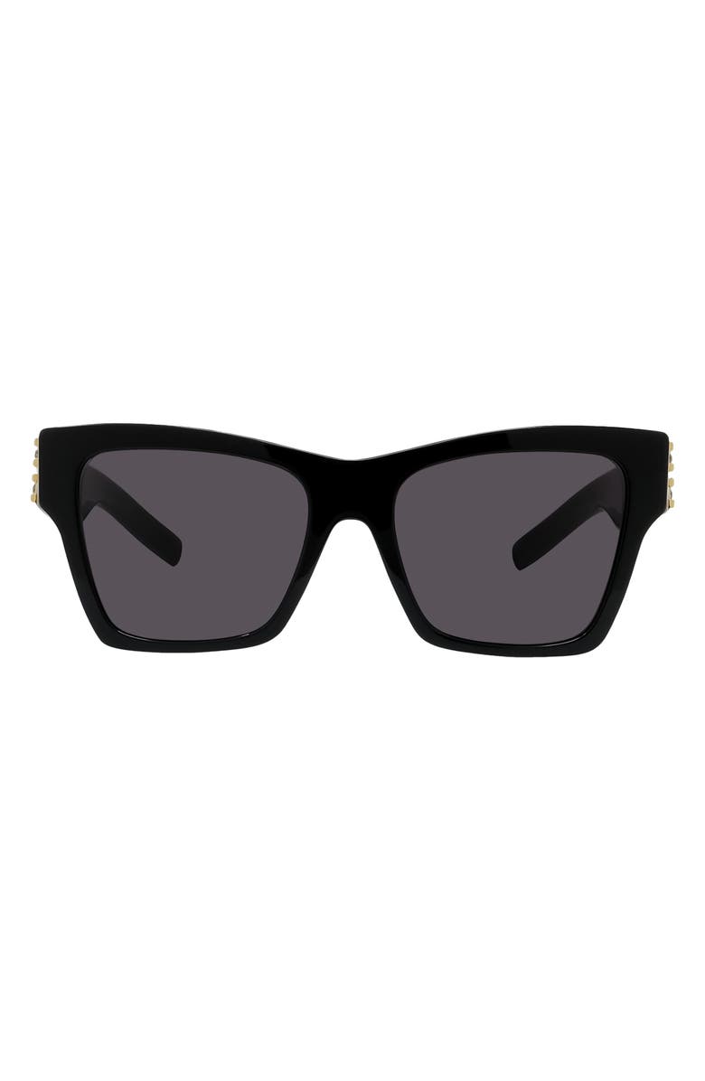 Givenchy Plumeties 54mm Square Sunglasses, Main, color, Shiny Black / Smoke