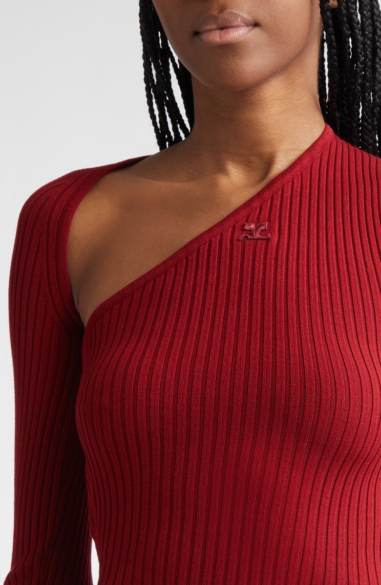 Slash One-Shoulder Rib Sweater Dress