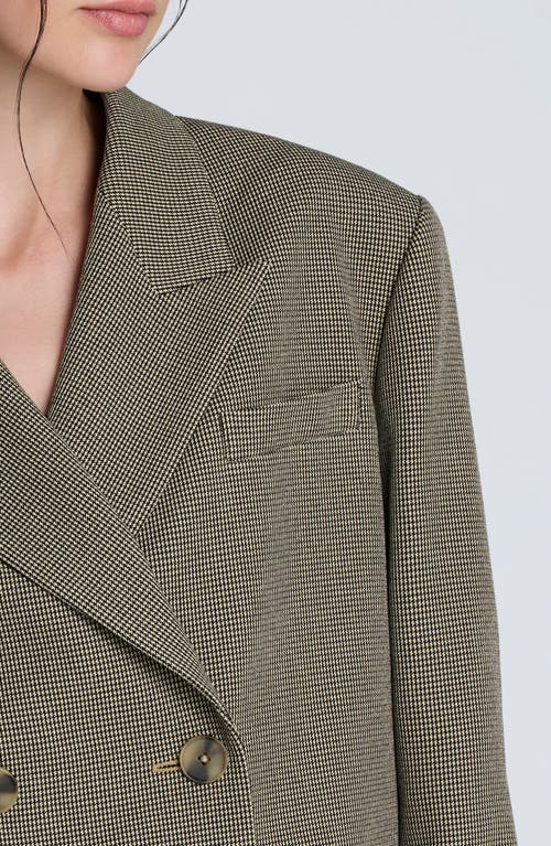 Kenneth Cole Houndstooth Cropped Double Breasted Jacket In Gray