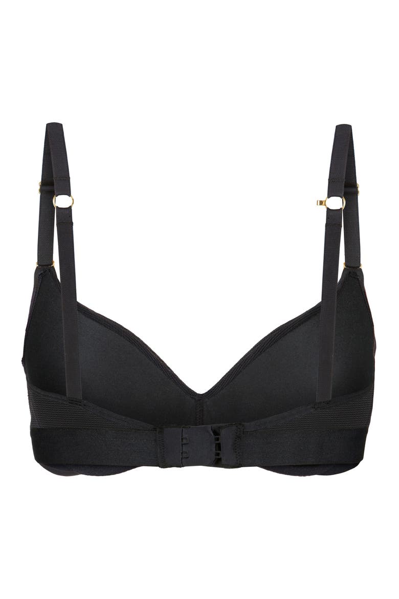 The Smooth Lace No-Wire Push-Up Bra, Alternate, color, JET BLACK