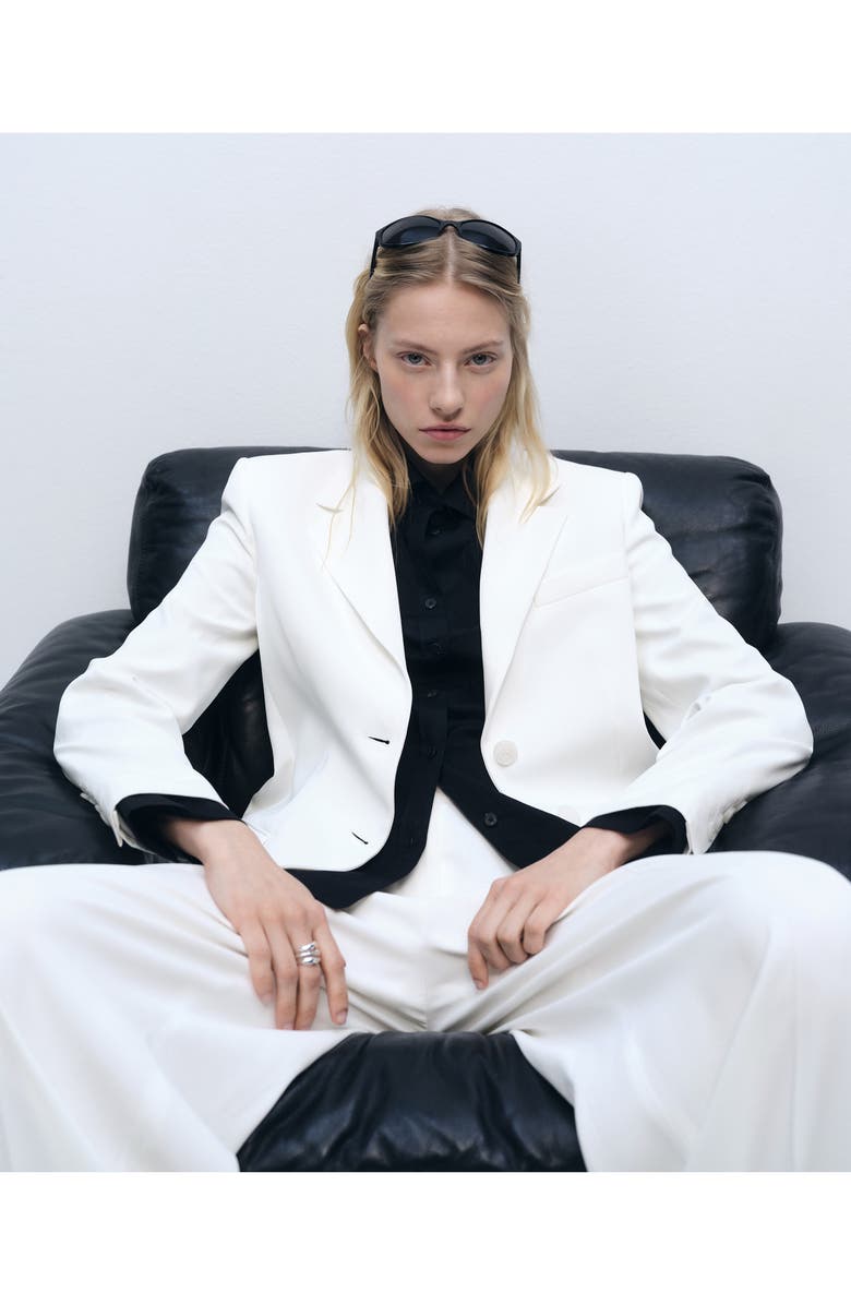 MANGO Straight Button Suit Blazer, Alternate, color, White