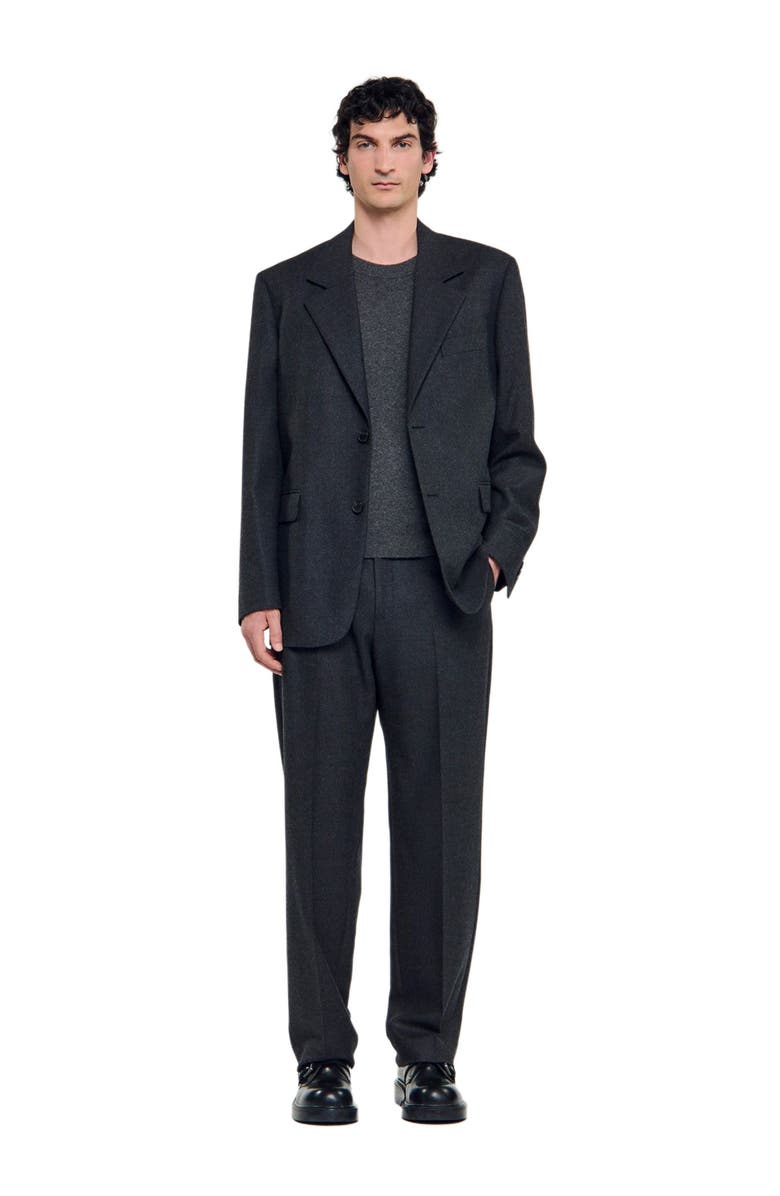 SANDRO Tailored Virgin Wool Suit Jacket, Alternate, color, Heather Charcoal