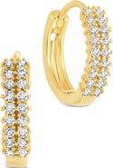 Sterling Forever Ximena Cubic Zirconia Pavé Hoop Earrings