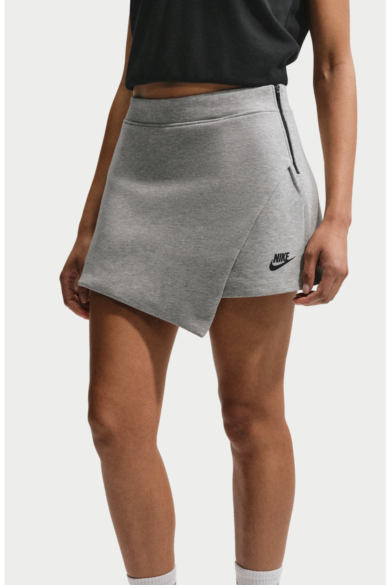 Cotton Blend Tech Fleece Skort, Alternate, color, DARK GREY HEATHER/ BLACK