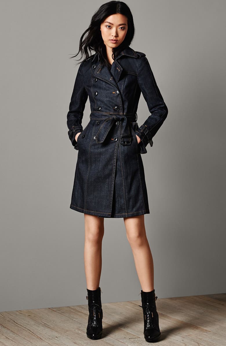 Burberry Brit 'Bramdale' Denim Trench Coat, Alternate, color, 