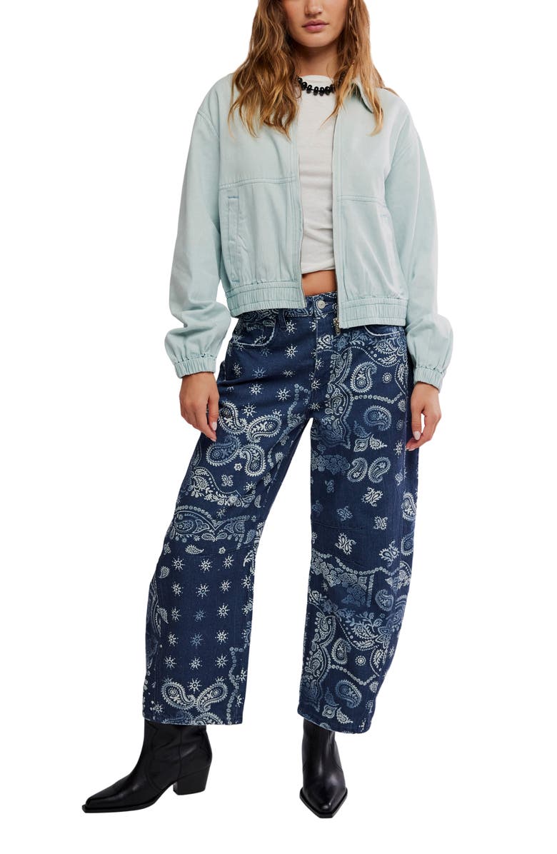 Free People Birdie Cotton Bomber Jacket, Alternate, color, Pearl Blue