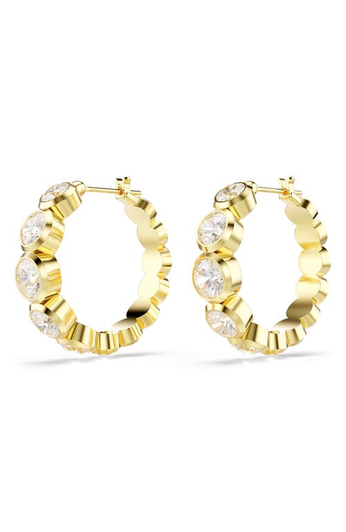 Swarovski Imber Crystal Bezel Small Hoop Earrings In White/gold