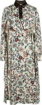 Sacai Floral Print Long Sleeve Cotton Shirtdress