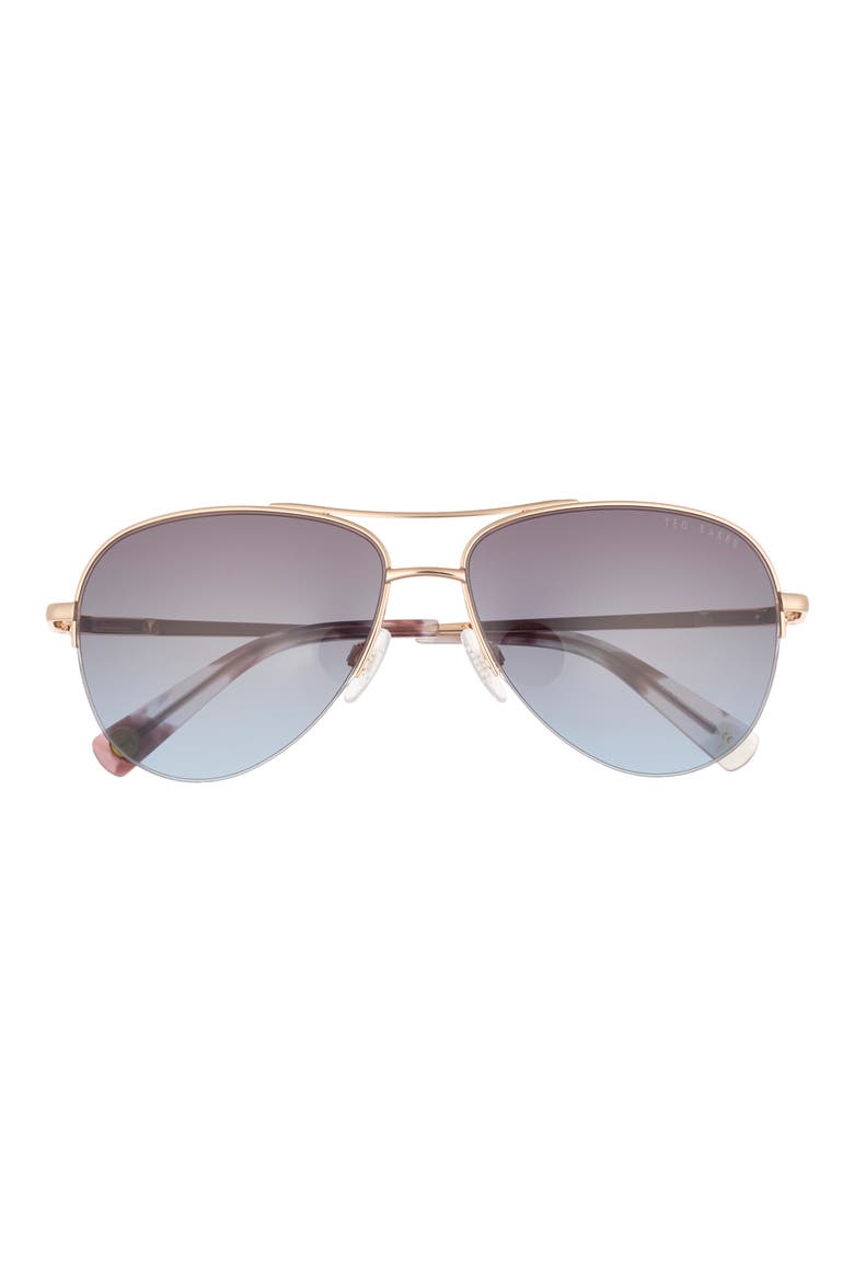 57mm Gradient Half Rim Aviator Sunglasses, Main, color, GOLD
