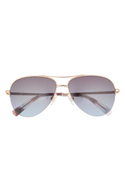 57mm Gradient Half Rim Aviator Sunglasses