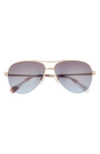 Ted Baker 57mm Gradient Half Rim Aviator Sunglasses In Gold