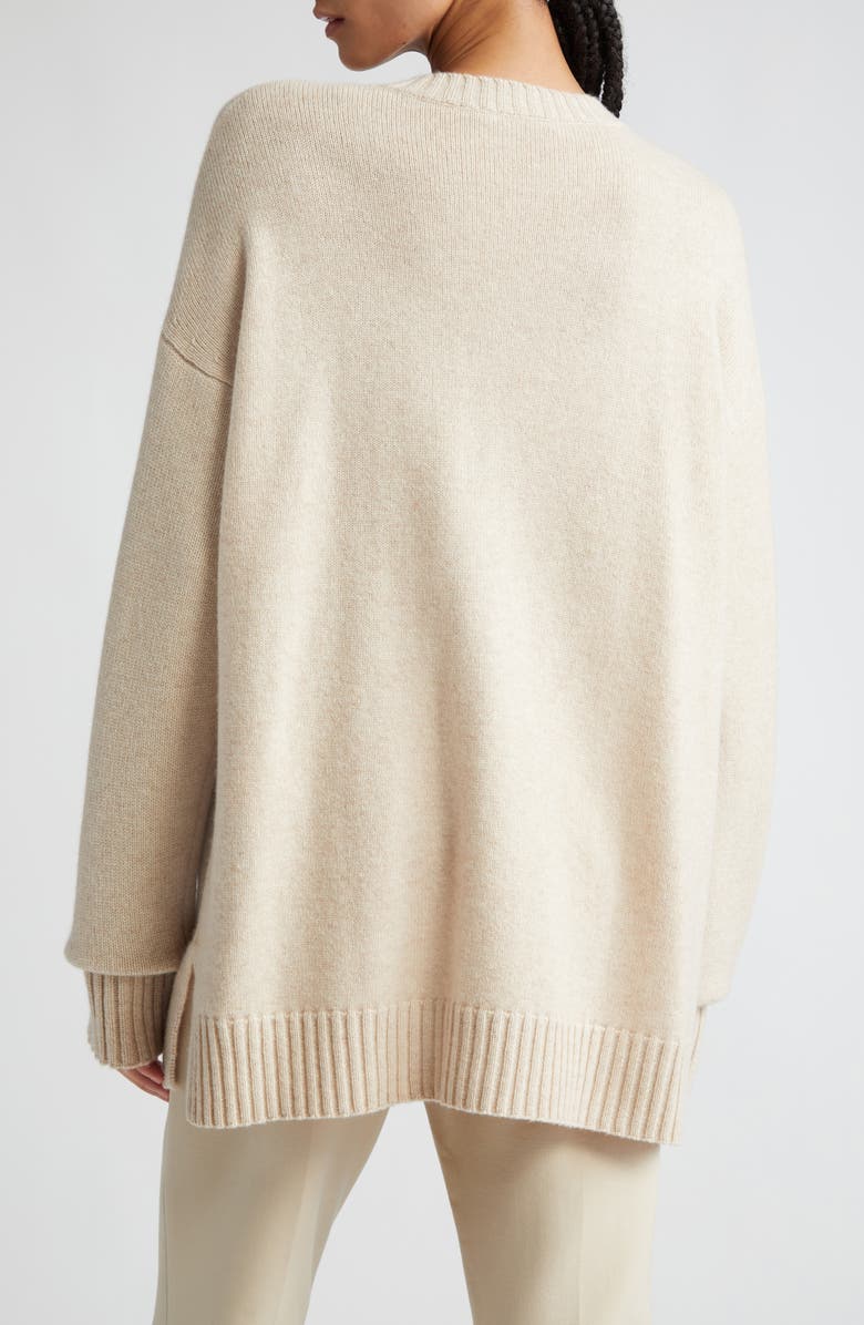 Max Mara Vicini Cable Knit Sleeve Cashmere Crewneck Sweater, Alternate, color,