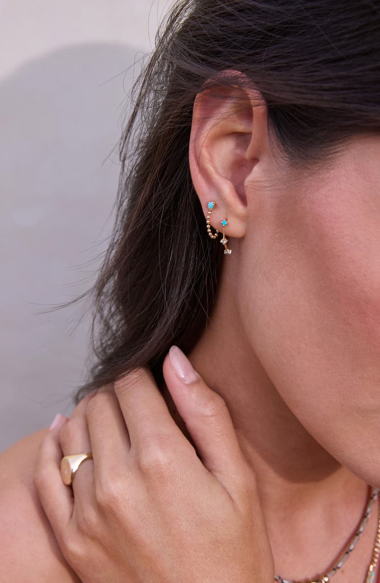 Zoë Chicco 14K Gold Turquoise Bead Front/Back Earrings, Alternate, color, 14K Yellow Gold / Turquoise