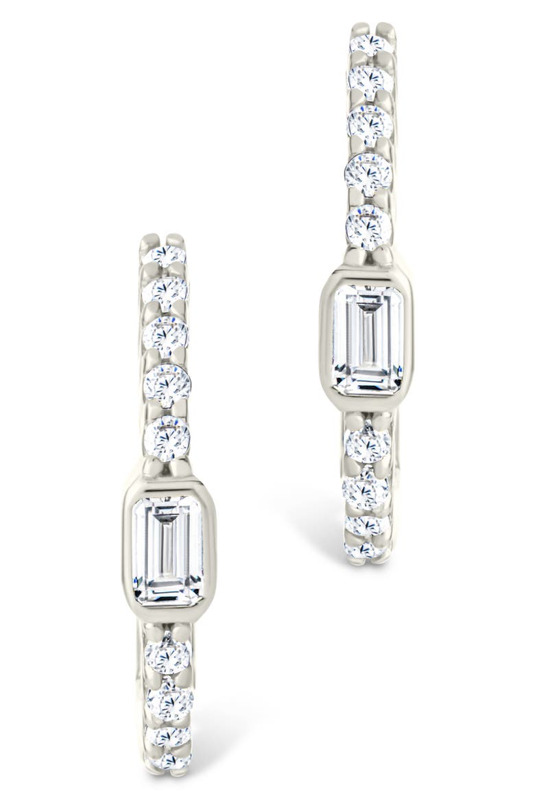 Cubic Zirconia Hoop Earrings, Alternate, color, SILVER
