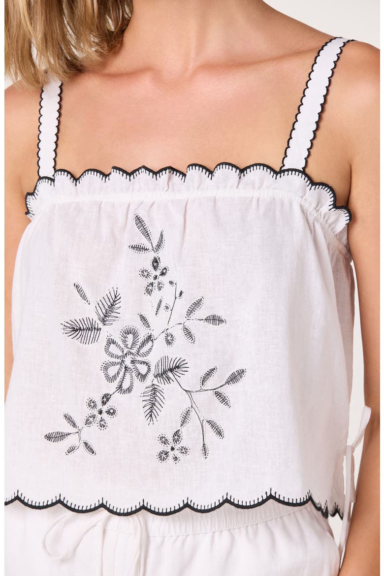 Sadie Embroidery Linen Blend Camisole, Alternate, color, OFF WHITE