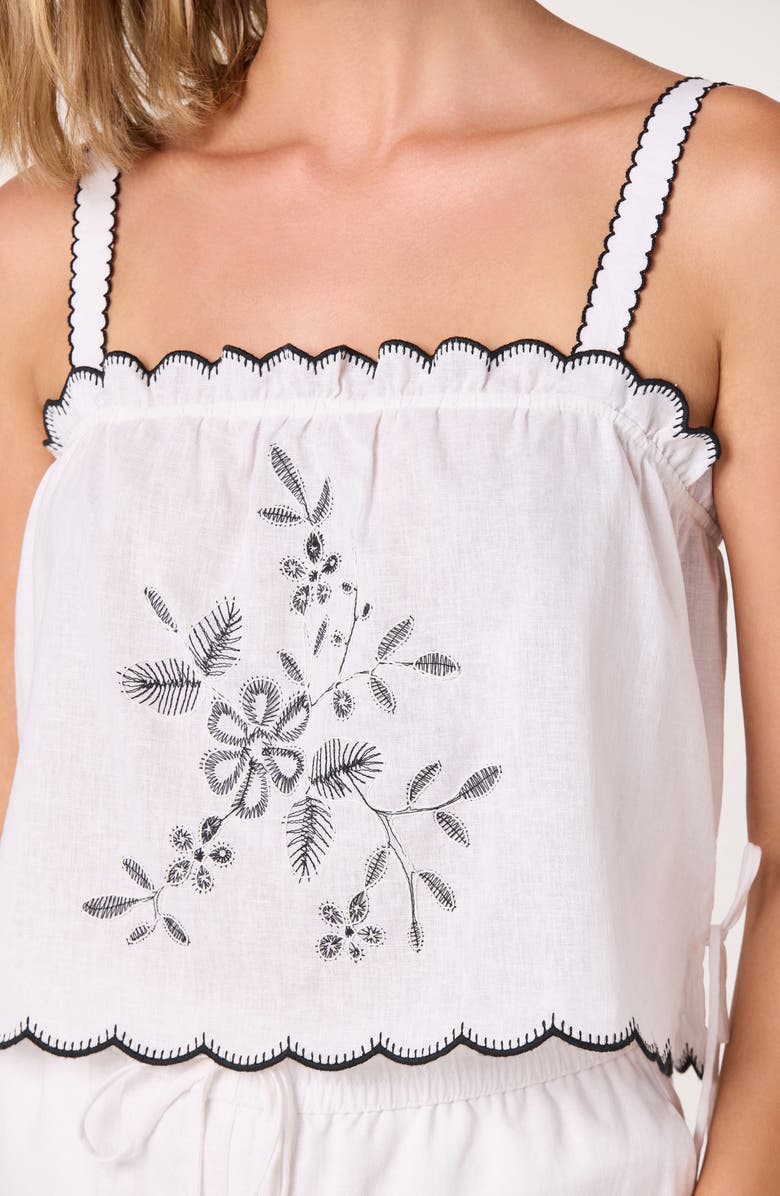 ASTR the Label Sadie Embroidery Linen Blend Camisole, Alternate, color, Off White