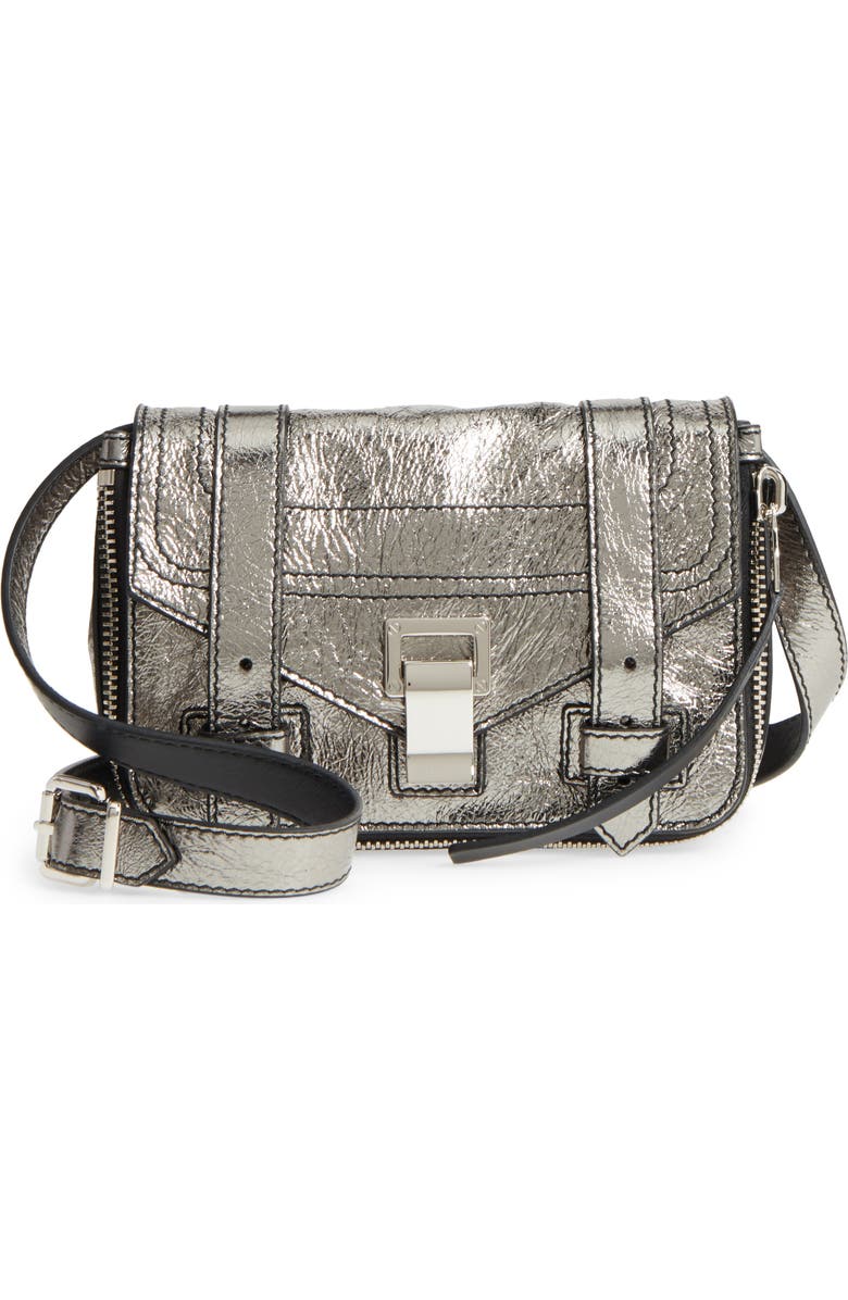 Proenza Schouler Mini PS1 Metallic Leather Crossbody Bag, Main, color,