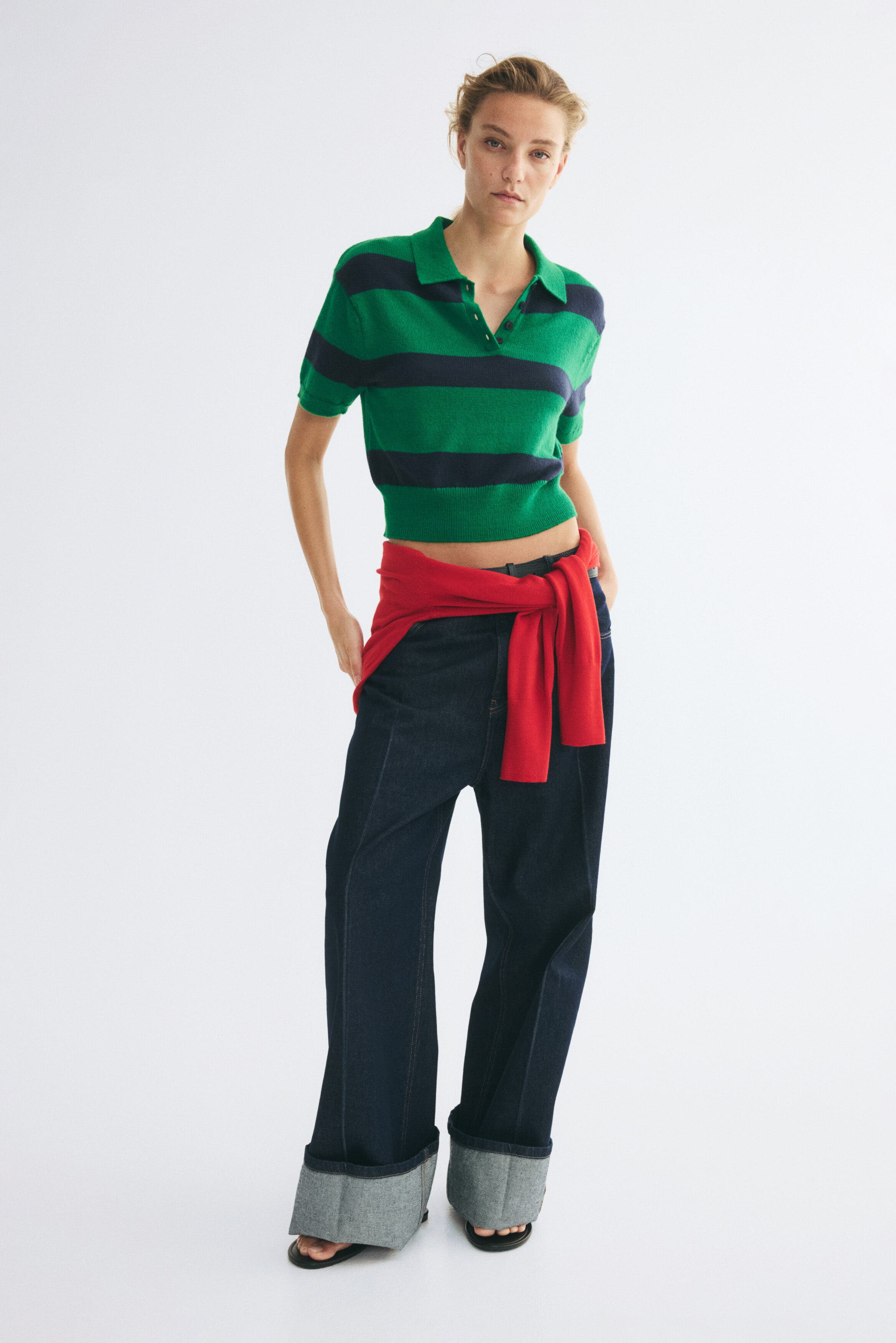 selected Green/navy blue striped