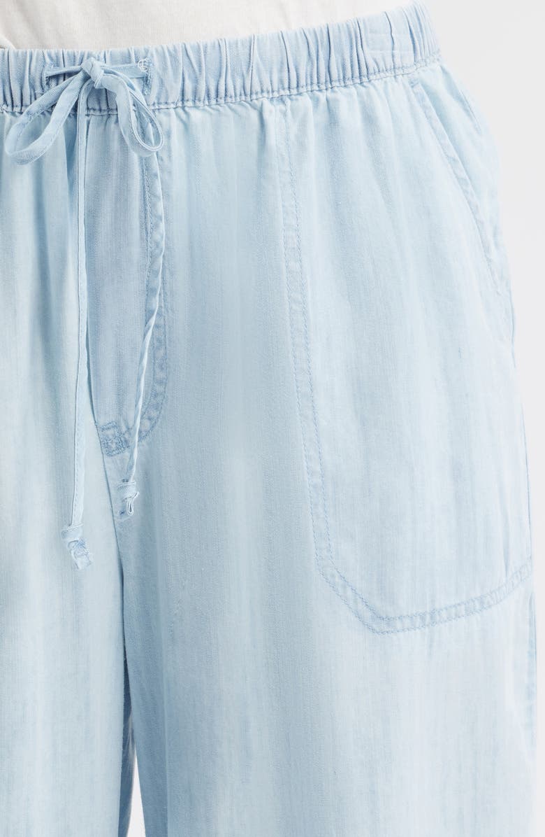 beachlunchlounge Asthin Chambray Drawstring Pants, Alternate, color, Bleach Wash
