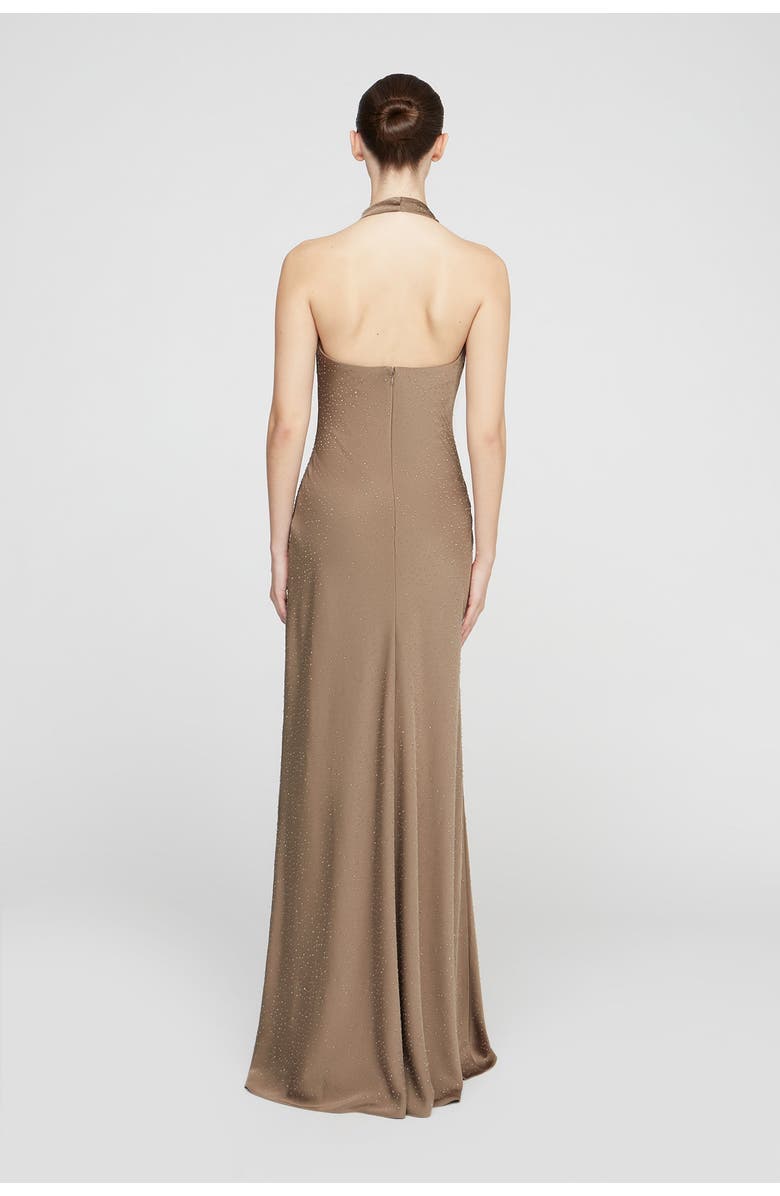 HALSTON Sid Satin Gown, Alternate, color, Sandstone
