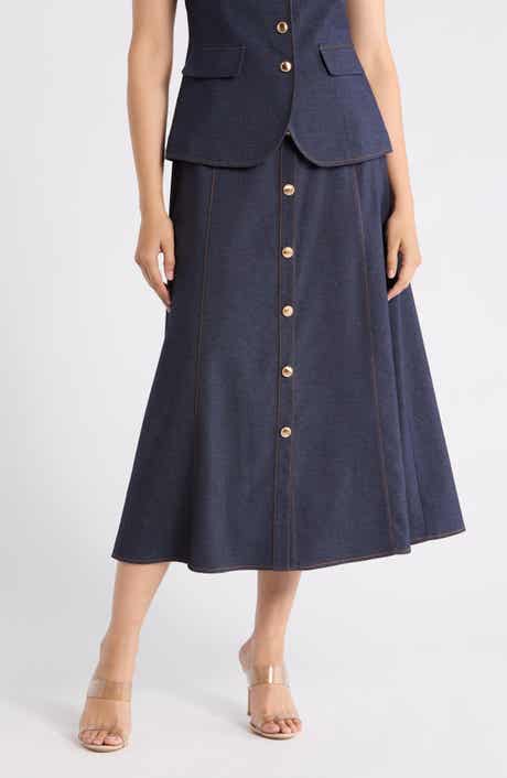 Gemma + Jane Belted Button Down Midi Skirt