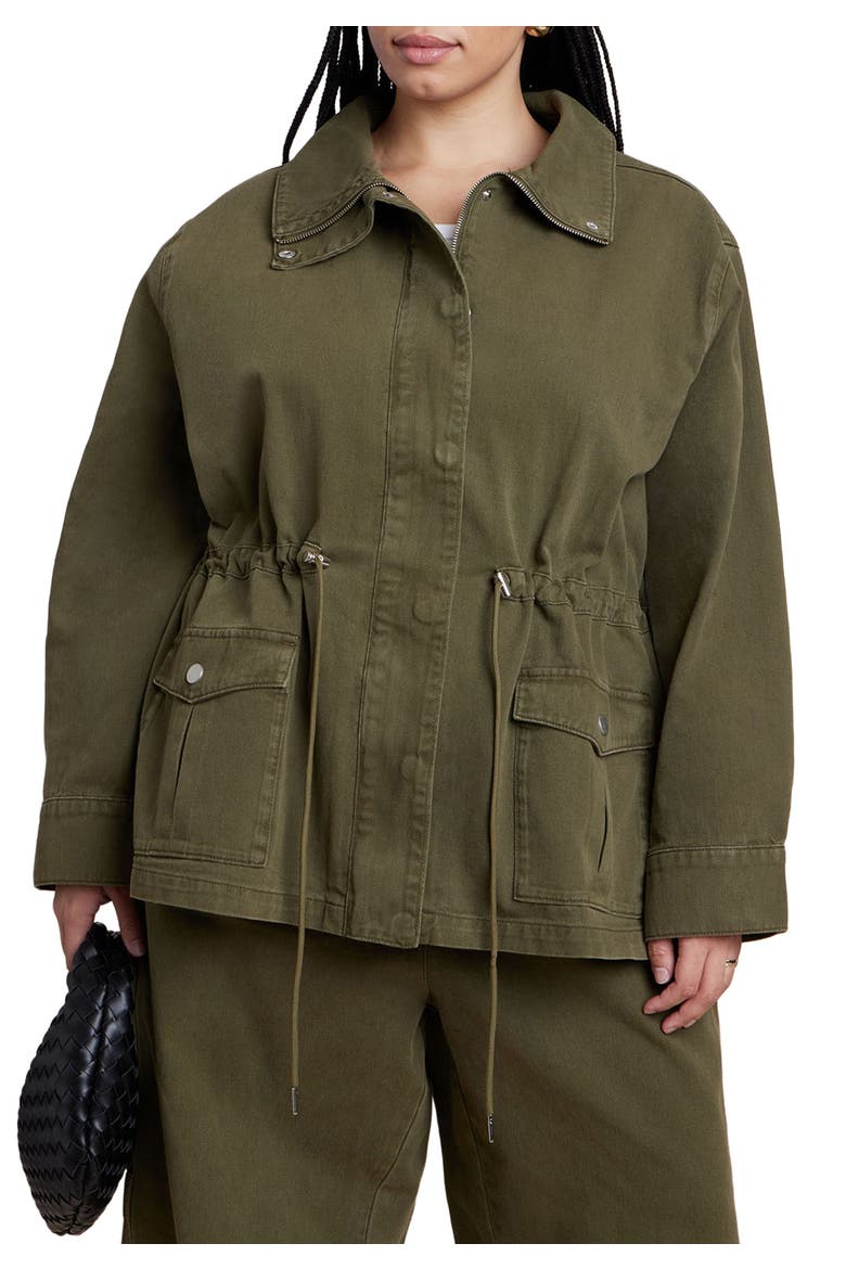 Drawstring Waist Cargo Jacket, Main, color, WINTER MOSS