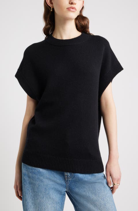 Cap Sleeve Wool & Cashmere Sweater
