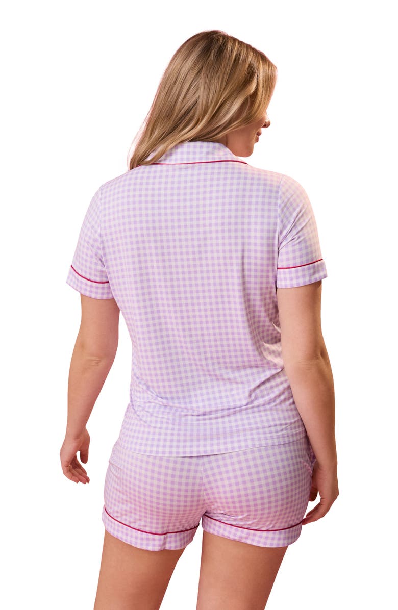 Kindred Bravely Clea Maternity & Postpartum Short Sleeve Pajama Set, Alternate, color, Lavender Gingham