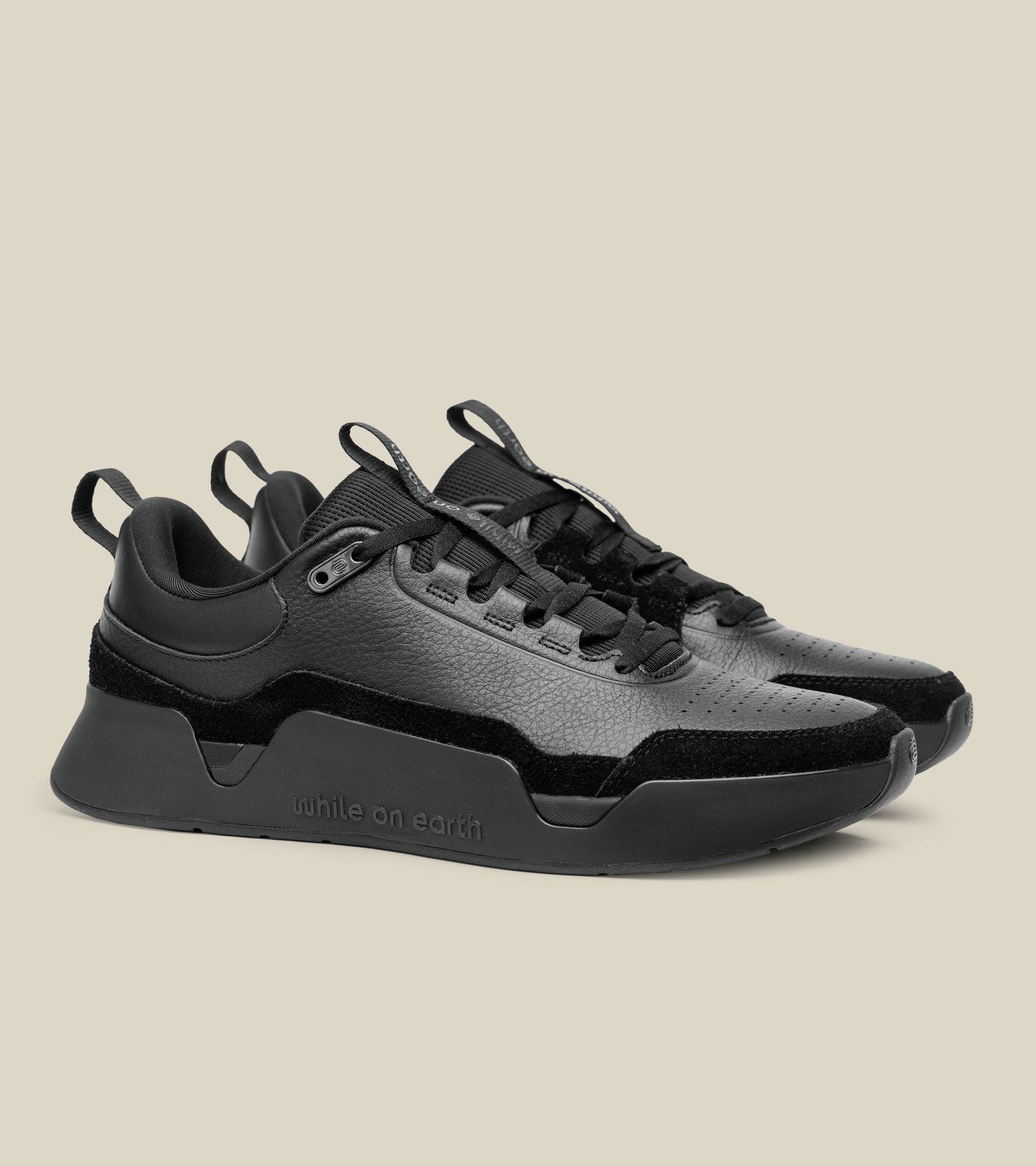 while on earth<sup>™</sup> Leather Trainer, Alternate, color, Black