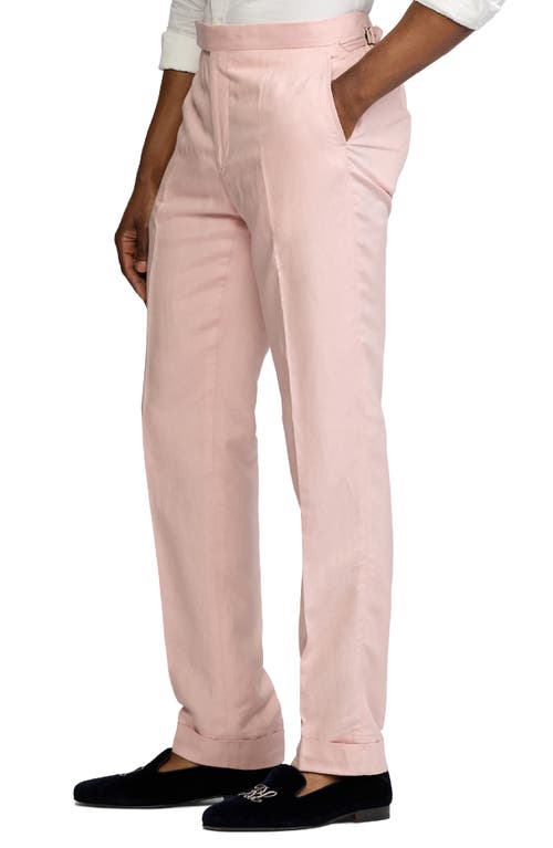 Ralph Lauren Gregory Hand-tailored Silk-linen Trouser In Soft Pink