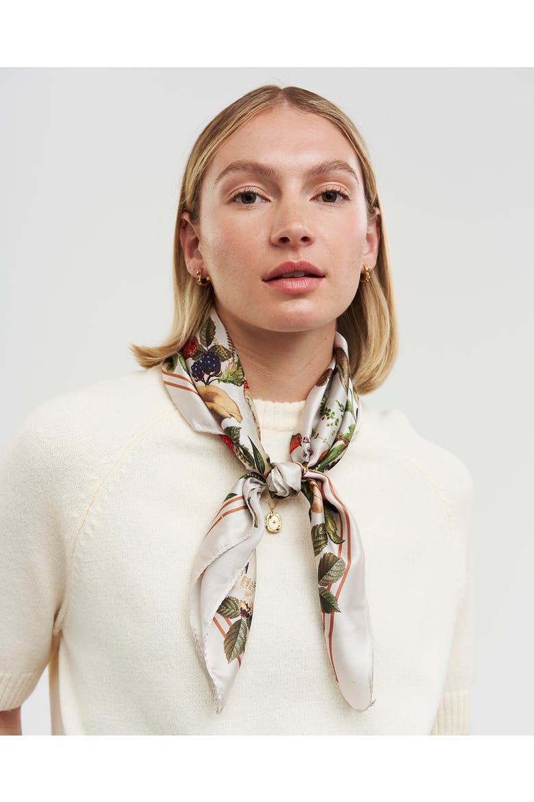 Orla Mushroom Small Square Scarf, Alternate, color, Ivory