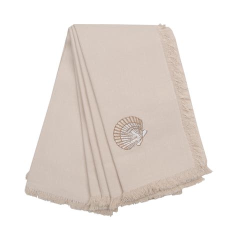 Shell Embroidered Set of 4 Cloth Napkins