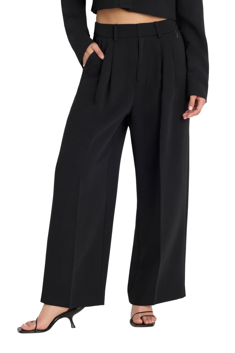 Luxe High Waist Ankle Wide Leg Trousers, Main, color, BLACK001